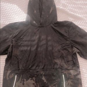 Black Bleach Wash Hooded Sweatshirt